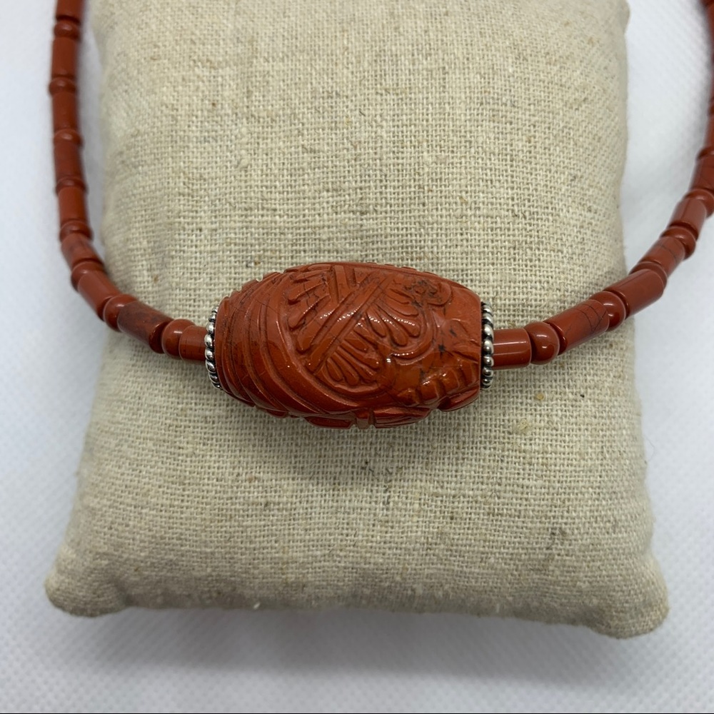 Carolyn Pollack Red Jasper Bead Sterling Necklace
